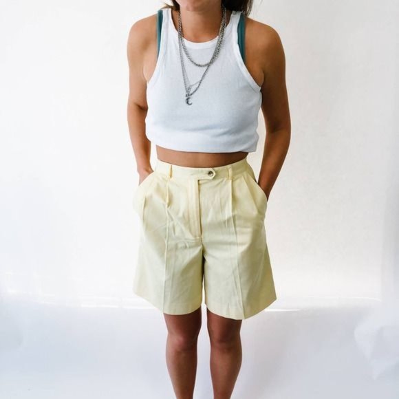 Vintage Yellow High Waisted Longline Shorts 4 - Picture 1 of 6
